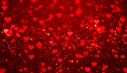 A vibrant, digitally created background of red hearts