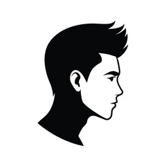 Modern silhouette of a man with a classic short fade haircut for advertising