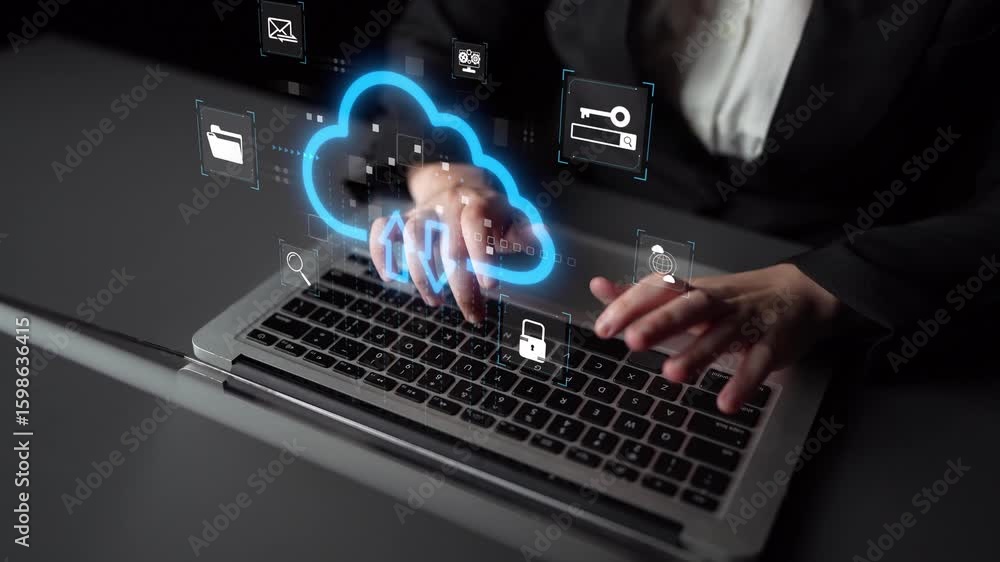 Poster cloud computing, cloud strategy, and cloud technology transforming digital infrastructure with scala