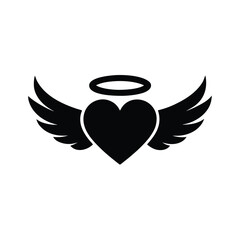Elegant winged heart with radiant halo vector graphic