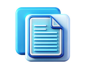 Blue Document Icon with Lines and Curled Corner on Transparent Background
