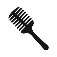 Clean black silhouette of a classic styling comb with ergonomic handle