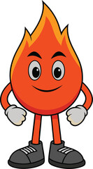 Friendly Cartoon Fire Character Standing Confidently new 2025 trendy