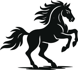 Obraz premium Black horse silhouette vector illustration with wild and elegant design