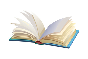 An open book with pages blowing in the wind