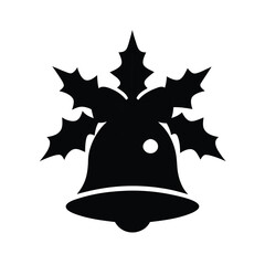 Festive christmas bell silhouette adorned with detailed holly leaves and berries