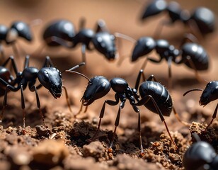 Close-up view of ants on ground