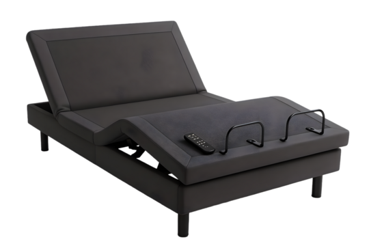 Modern adjustable bed frame with a sleek design and remote control feature.