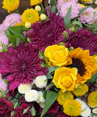 A bouquet of colorful  flowers.