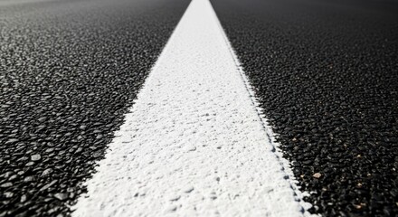 Close-up road white line on asphalt