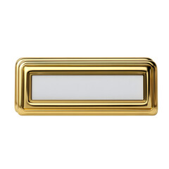 Ornate gold rectangular frame with white insert isolated on transparent background