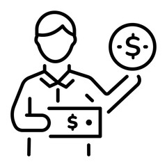 A linear style icon representing accountant