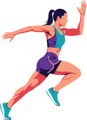 Athletic woman in motion running fast speed