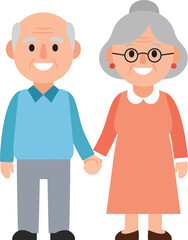 Elderly couple holding hands smiling senior citizens love