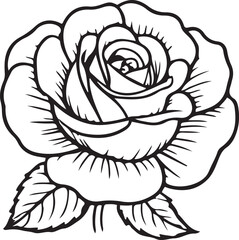 Elegant Rose Line Art Illustration – Black and White Floral Drawing and Coloring Pages
