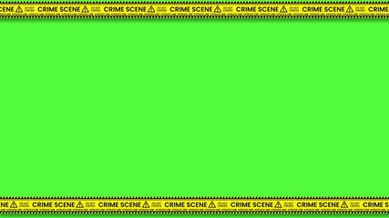 label tape Frame " Crime Scene, Police Line, Do Not Cross " animation on green screen Background. label tape frame moving animation. 4K Video