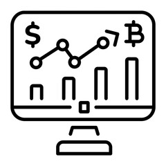 A line style icon showing crypto investment