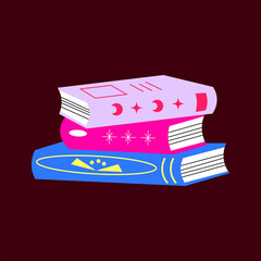 stack of colorful books in flat vector style