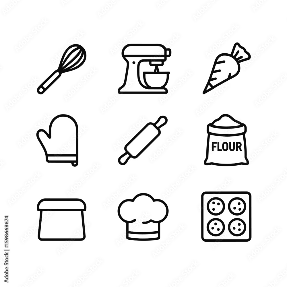 Poster vector icons collection set. outline symbols. line design