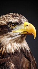 Obraz premium close up photo of eagle face, on a black background