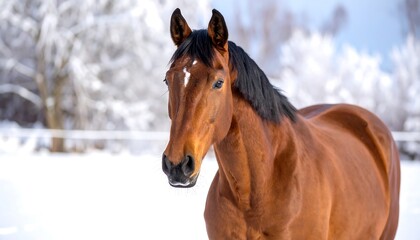 Obraz premium Horse in snowy landscape
