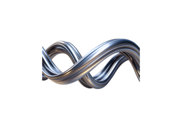 Metallic Squiggle Line 3D Shape PNG – Futuristic Chrome Abstract Curve – Isolated on Transparent Background PNG for Digital and Tech Design

