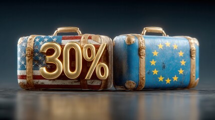 The United States imposes a 30% tax on all goods imported from the European Union. Tariffs.