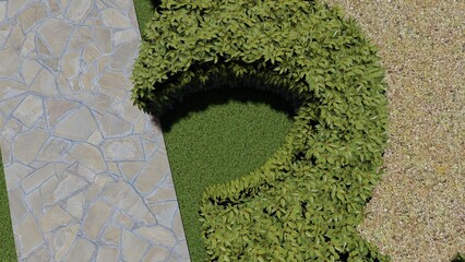 Panoramic video of landscape design of a city garden. Panoramic view from a vantage point of the park landscape.	
