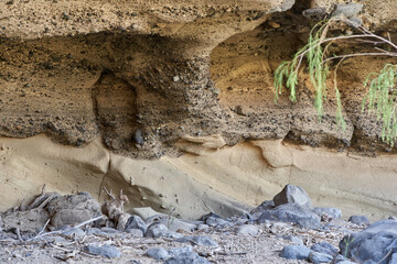 Volcanic tuff and basalt layers
