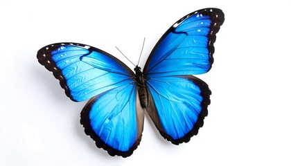 Obraz premium Vivid blue butterfly, wings spread