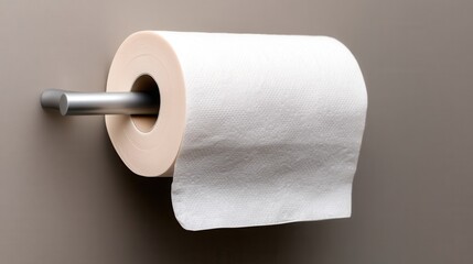 Obraz premium Simple necessities a pristine roll awaits on a sleek silver holder ready for its purpose