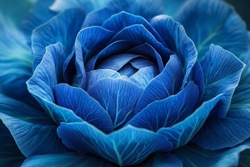 Obraz premium A blue cabbage head resembles a beautiful flower with its vibrant color and unique shape