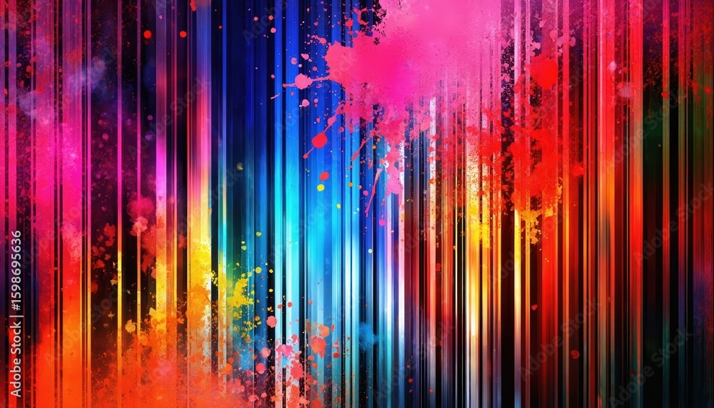 Aufkleber vibrant abstract background features colorful vertical lines with paint splatters. energetic design 