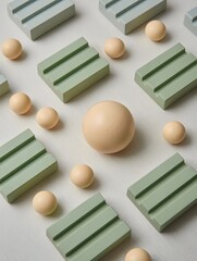 Minimalist Abstract Composition of Geometric Shapes and Spheres