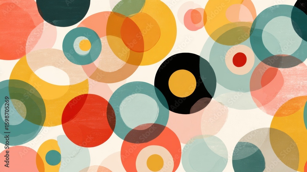 Poster a colorful background with many circles of different sizes. the circles are in various colors and si