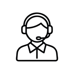 Customer Support Icon Vector - Call Center Operator Line Art Illustration