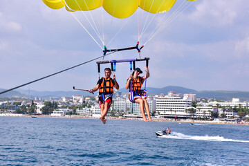 parasaling over the sea. High quality photo