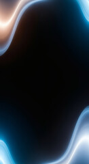 Blue light leaks and gradient over an abstract grainy background. Grainy colorful warm blue light leaks on a black background with a dust texture. Blue wavy abstract background for presentation