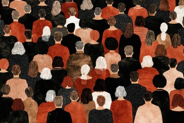 Obraz premium Crowd of diverse individuals embracing collective identity in a dynamic tapestry of colors demonstrating unity resilience and inclusion in contemporary artistic expression