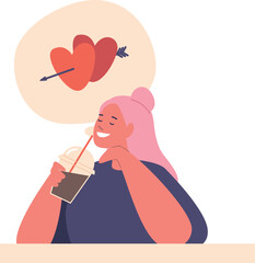 Teenager girl dreaming about love