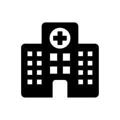 Obraz premium Healthcare building icon with central medical cross 