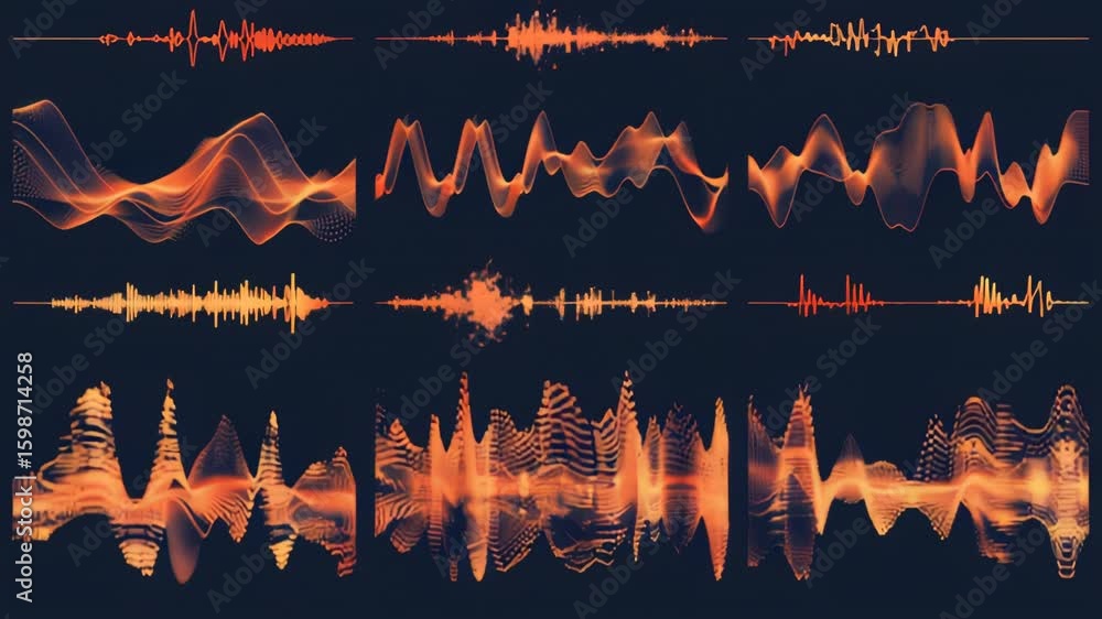 Poster graphical representation of sound waves on a black background