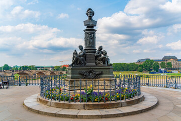 Ernst Rietschel Denkmal, monument of Ernst Rietschel on Bruhlsche Terrasse in Dresden, Germany
