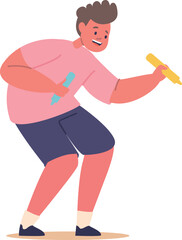 Preschool boy drawing on wall