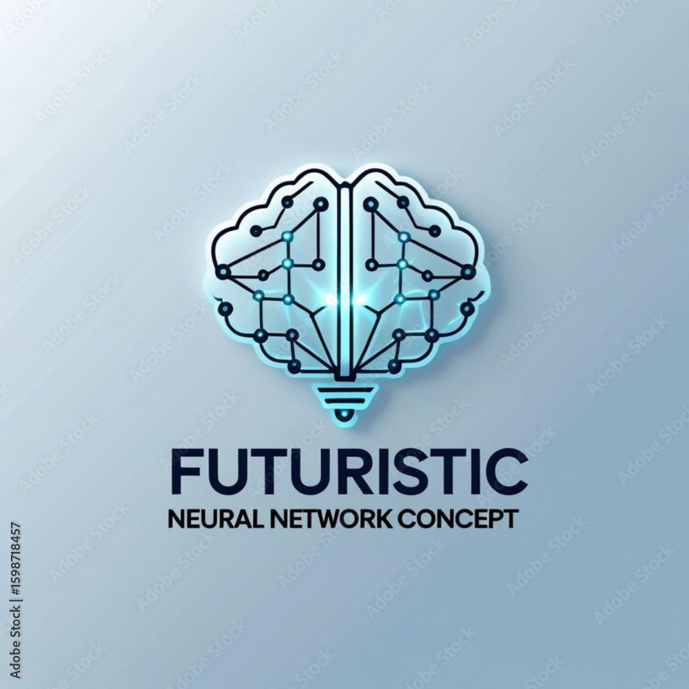 Poster illustration of a stylized brain with glowing connections representing neural networks and artificia