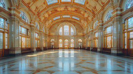 Obraz premium Grand Hall Interior Luxurious Marble Floor and Gilded Ceilings