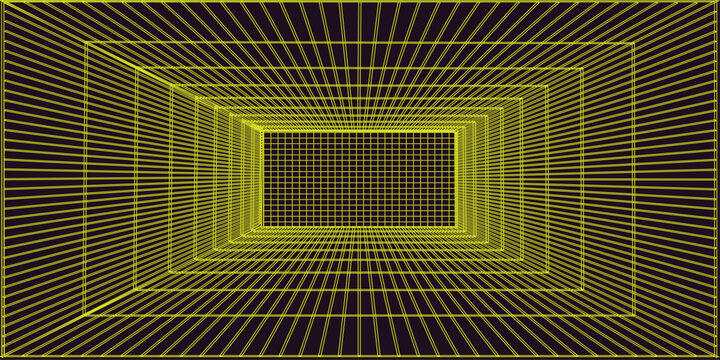 Yellow cyberpunk room grid vector flat , abstract background light perspective graphic