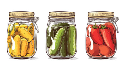 Vintage Engraving Illustration of Jars with Pickle - Professional Image for Various Projects