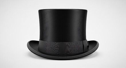 Black top hat with satin ribbon and textured band black hat formal wear