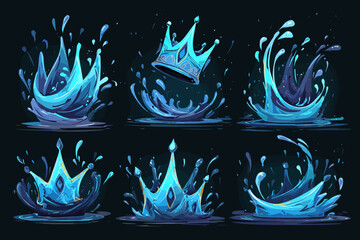 Stylized Water Splash with a Crown: Vibrant Artistic Designs